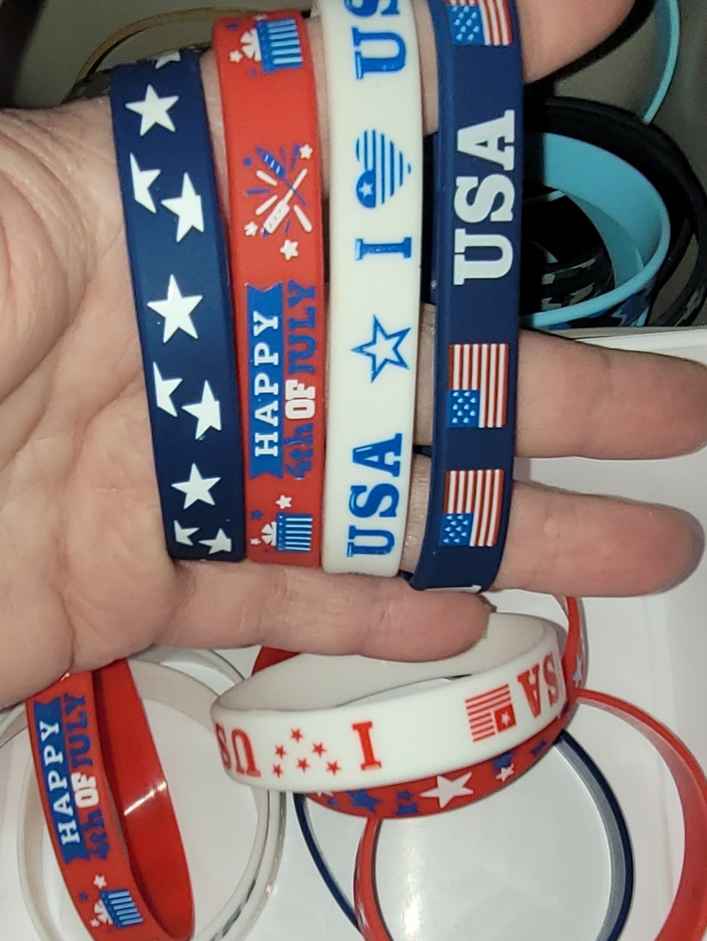 Patriotic USA Silicone Wristbands - Red White Blue